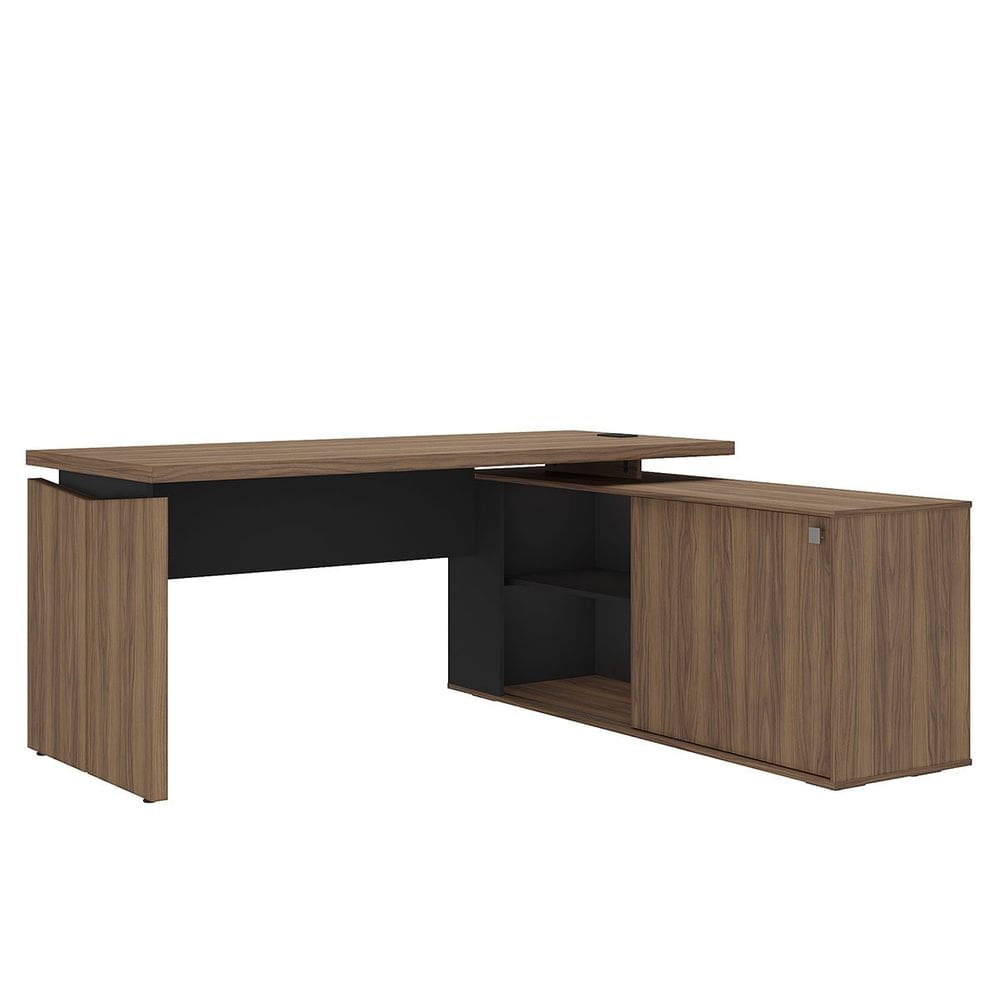Mesa para Escritório Diretor com Porta de Correr e Nichos