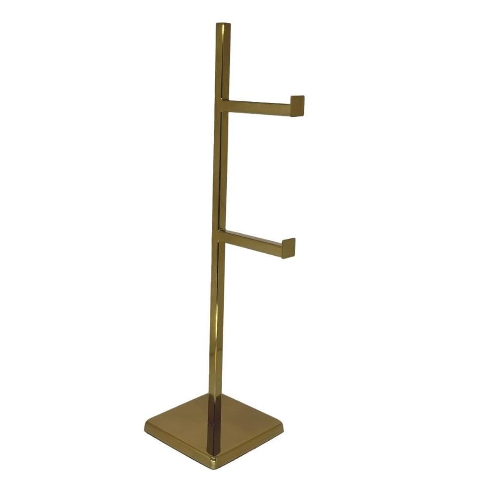 Papeleira Chão Rodinox AçoInox 58cm 2 Suporte Dourado Brilho