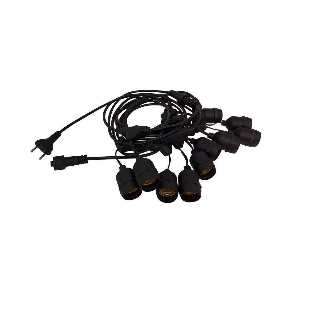 Cordão Varal De Luzes 10 Metros 20xe27 Preto Ip65 Kian