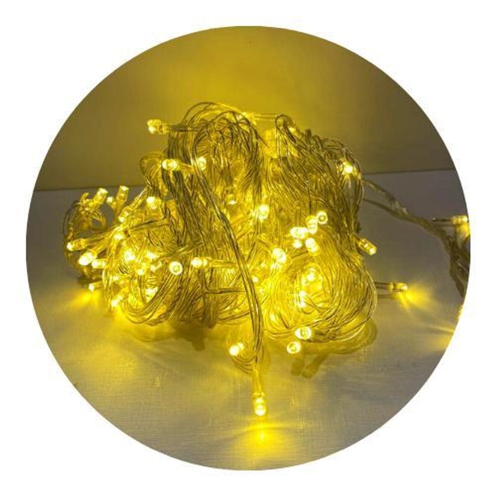 Cordão 100 Lampadas Led Formato Pequena Gota 10 Metros Fio