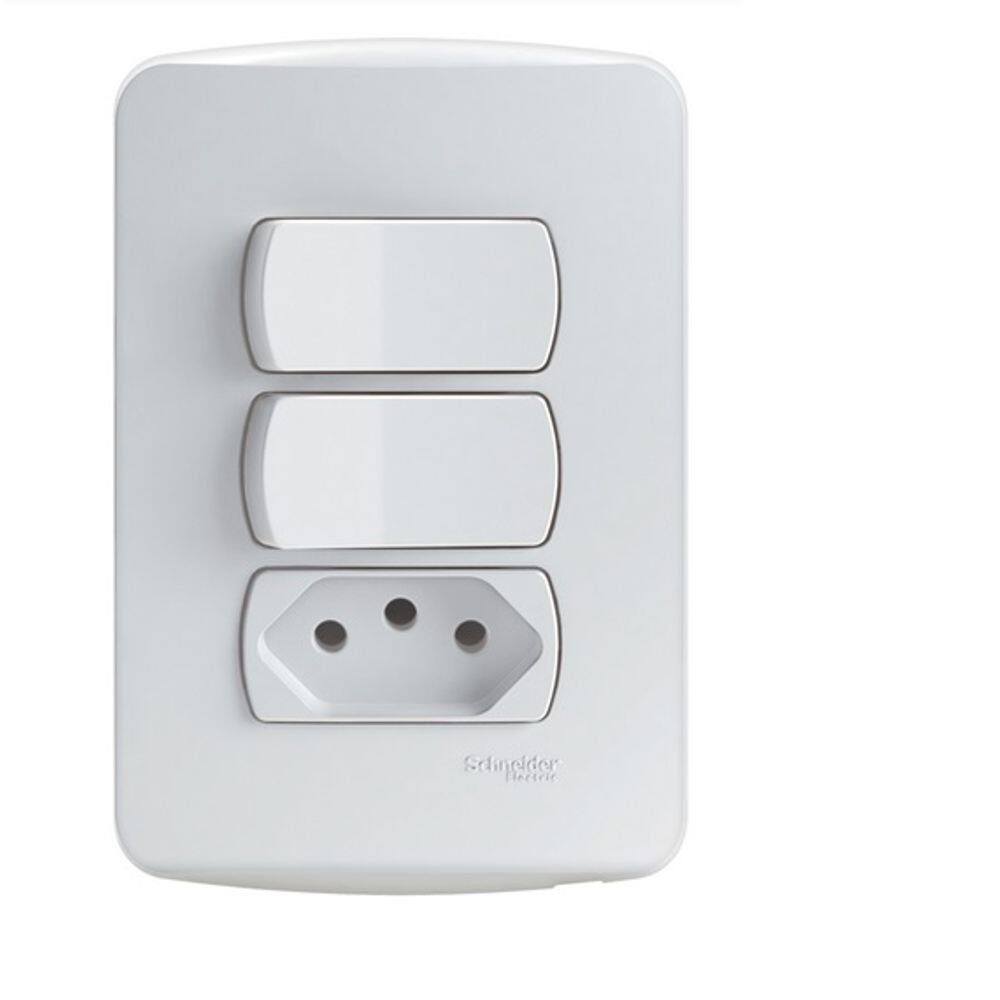 Conjunto 2 Interruptores Simples + 1 Tomada 2P+T 10A 250V Miluz Schneider S3B69050