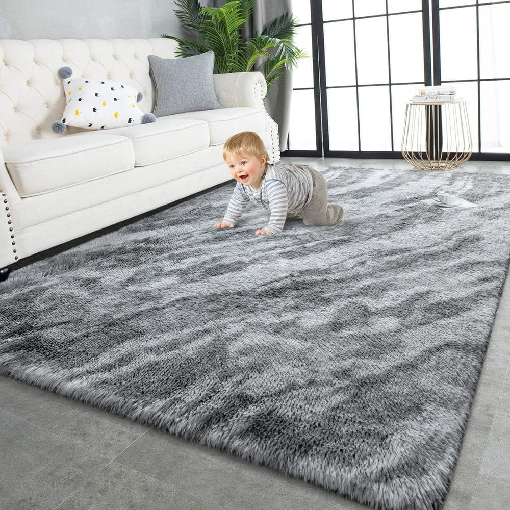 Tapete Area TWINNIS Super Soft Shaggy 120x180cm Cinza Preto