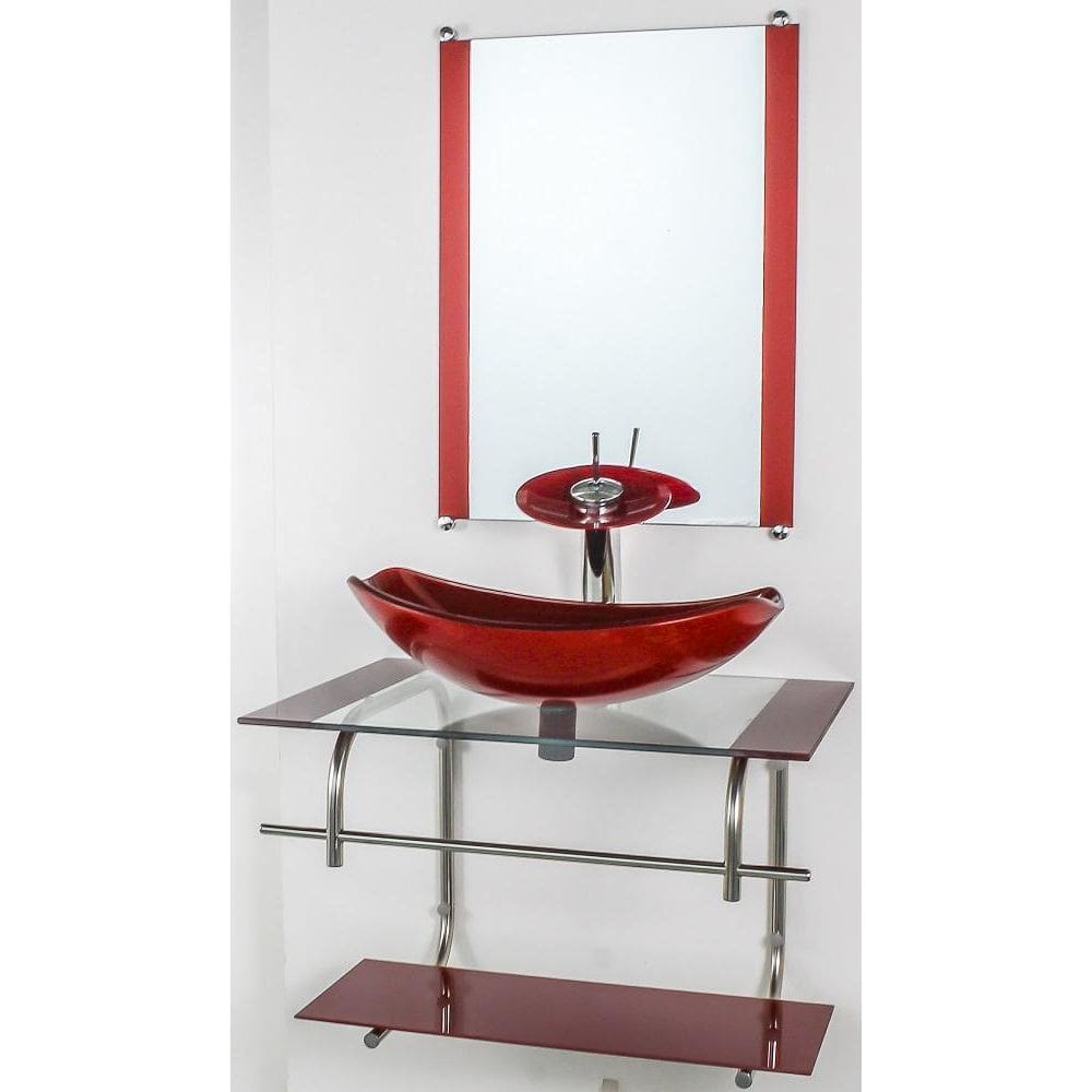 Gabinete Vidro Banheiro Inox 70Cm Cuba Oval Chanfrada Verm
