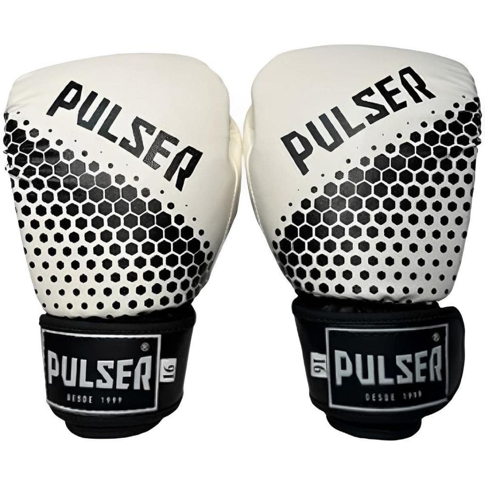 Luva De Boxe E Muay Thai Pulser Hexa Branco/Preto Adoma 12Oz