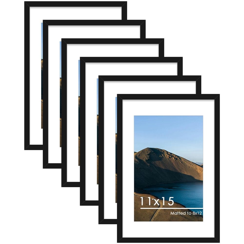 Conjunto de 6 porta-retratos PEALSN pretos 11x15 para decoração de parede