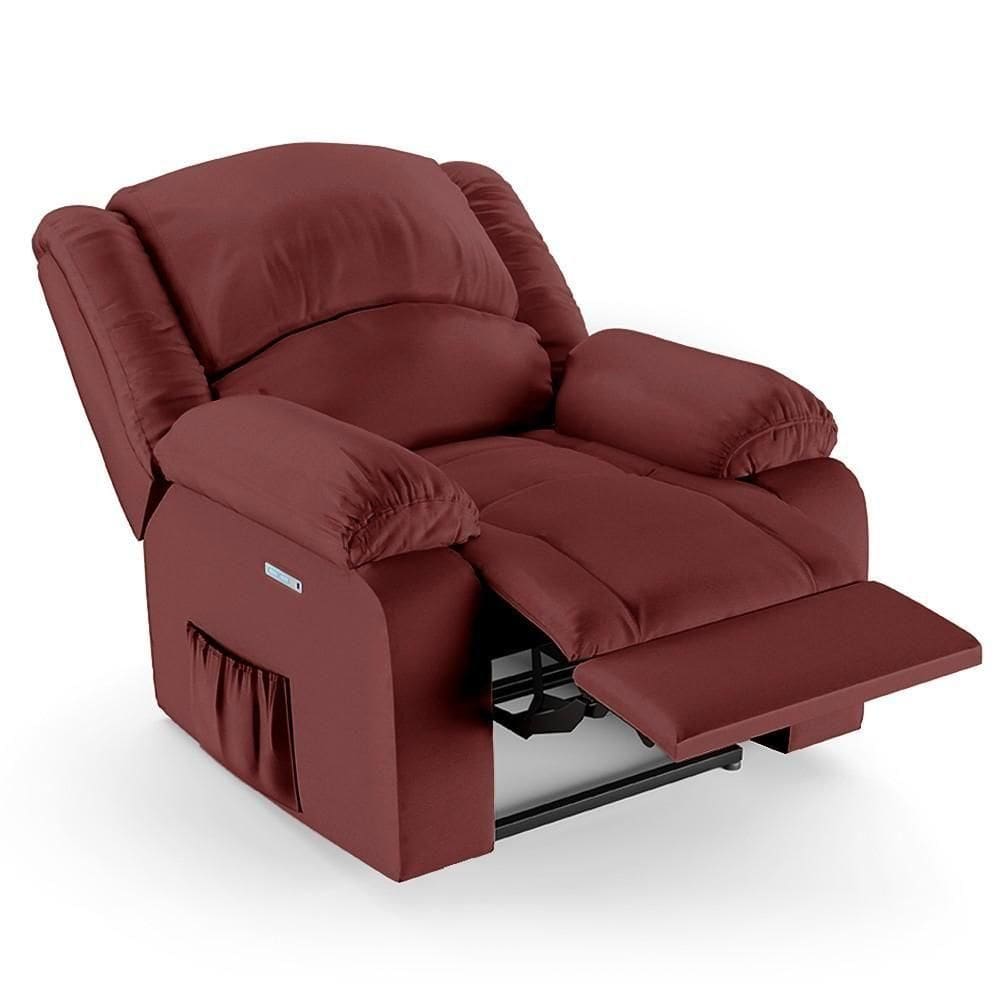 Poltrona Do Papai Reclinável Pietra Elétrica Led Fh9 Pu Vermelho - Mpozenato