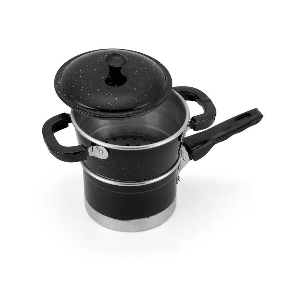 Cuscuzeira De Alumínio Preta 1 Litro