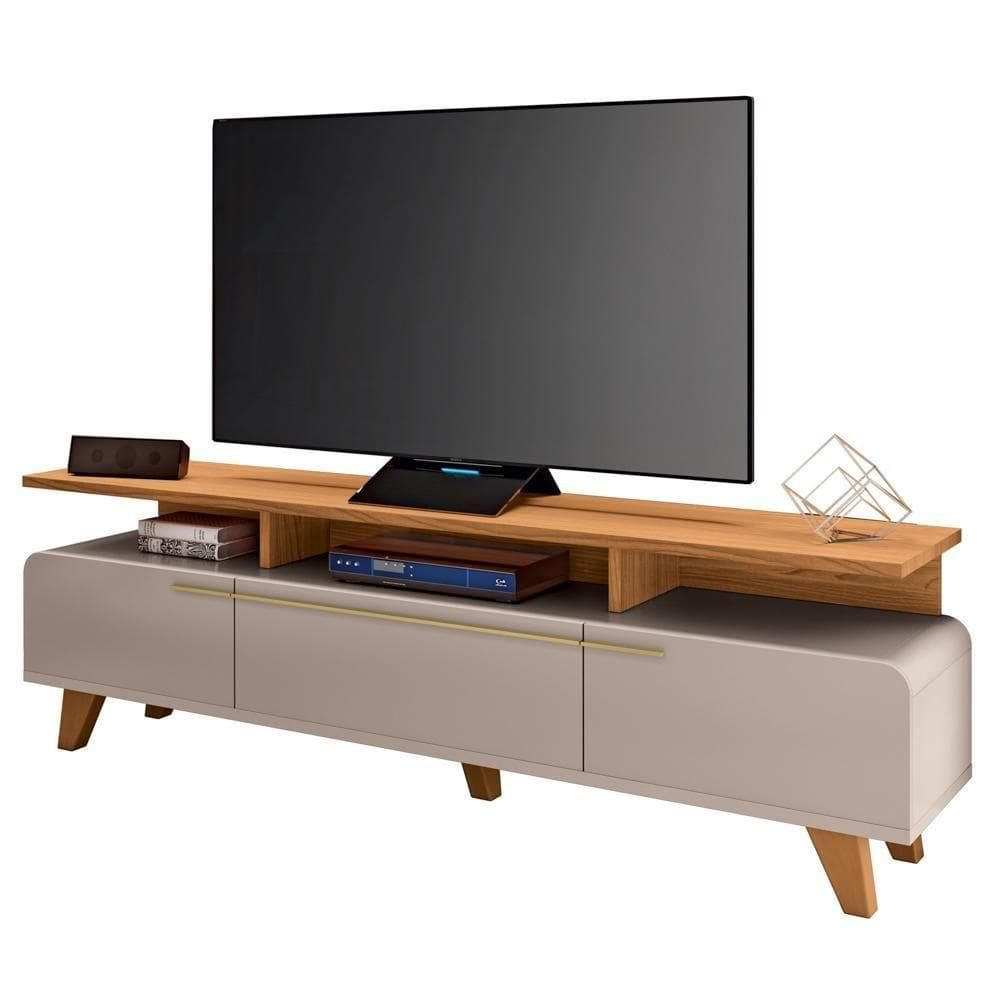 Rack Bancada Para 70 Pol 200cm 3 Portas Amago H01 Off White/cinamomo - Mpozenato