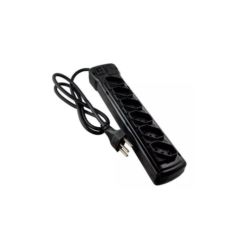 Filtro De Linha Plastico Preto - Fiolux 6 Tomadas