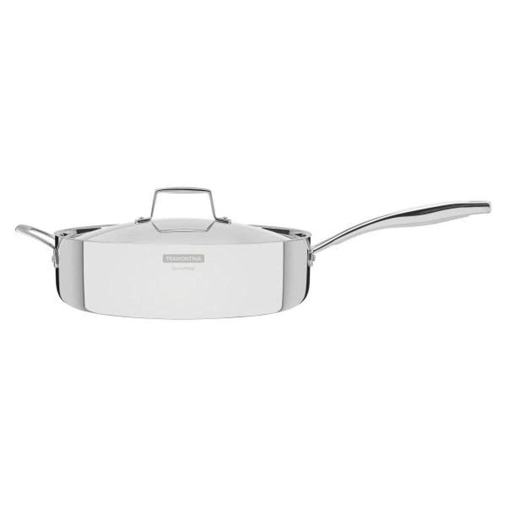 Frigideira Tramontina Grano Em Aço Inox Com Corpo Triplo Com Tampa E Cabo 30 Cm 5,6 L
