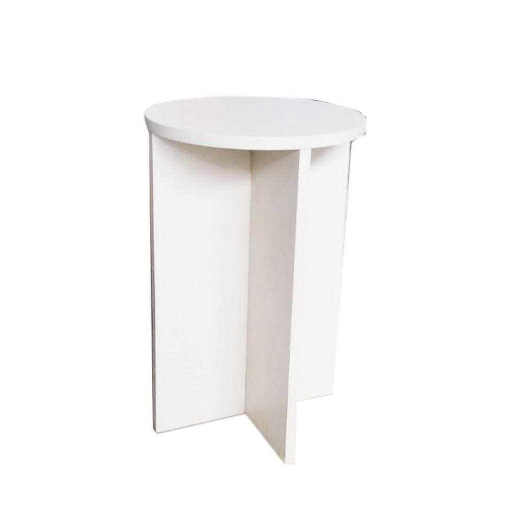 Banco Tampo Redondo 45cm Em Mdf Branco