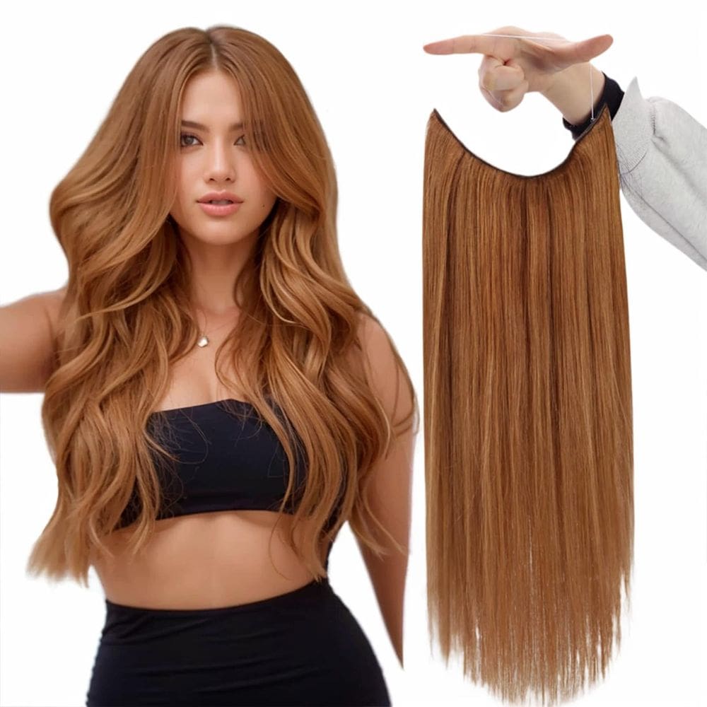 Extensões de cabelo Fshine Invisible Wire Auburn Brown 35cm 70g