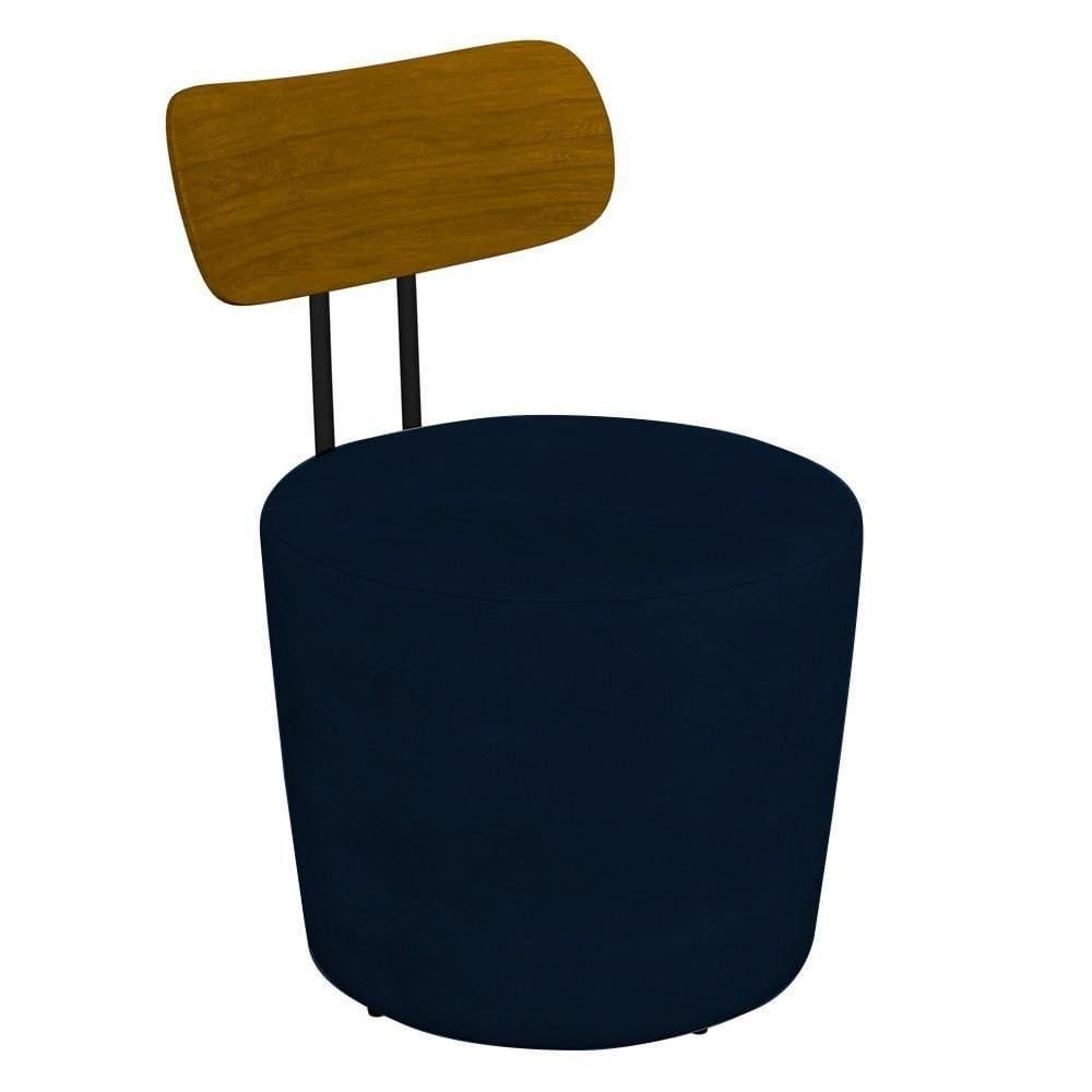 Poltrona Decorativa Para Sala De Estar Redonda 53cm Le Moon M22 Veludo Azul Marinho - Mpozenato