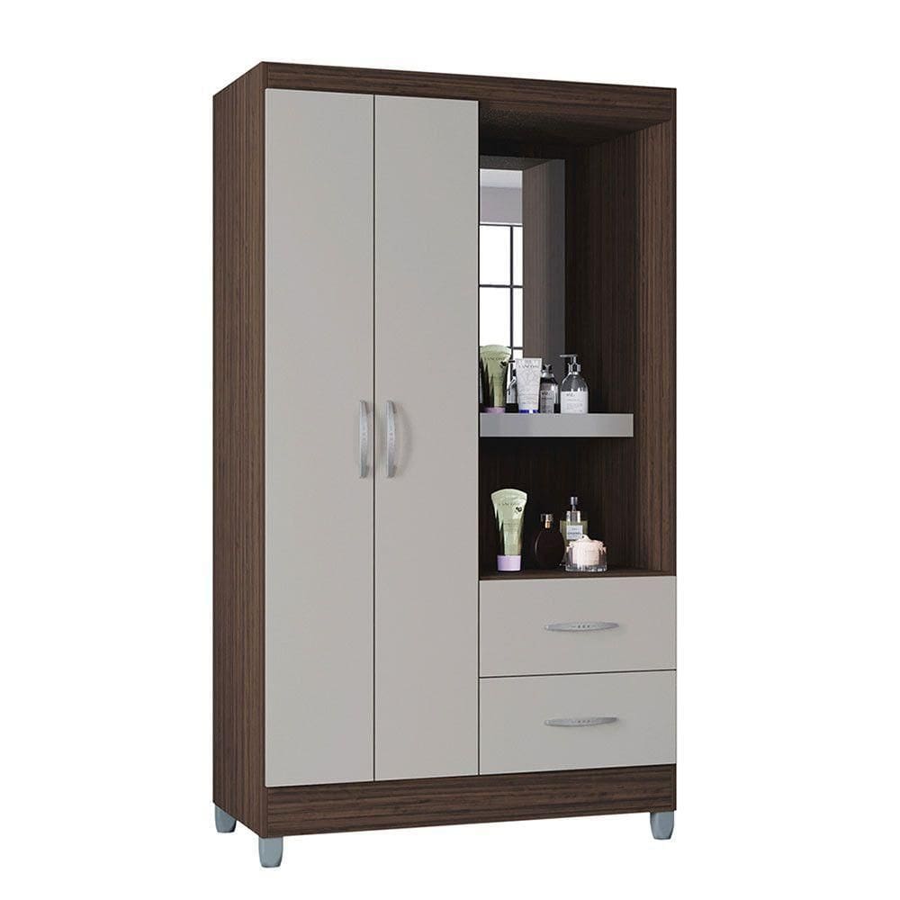 Guarda Roupa Cordoba 2 Portas 2 Gavetas Poquema Chocolate/offwhite