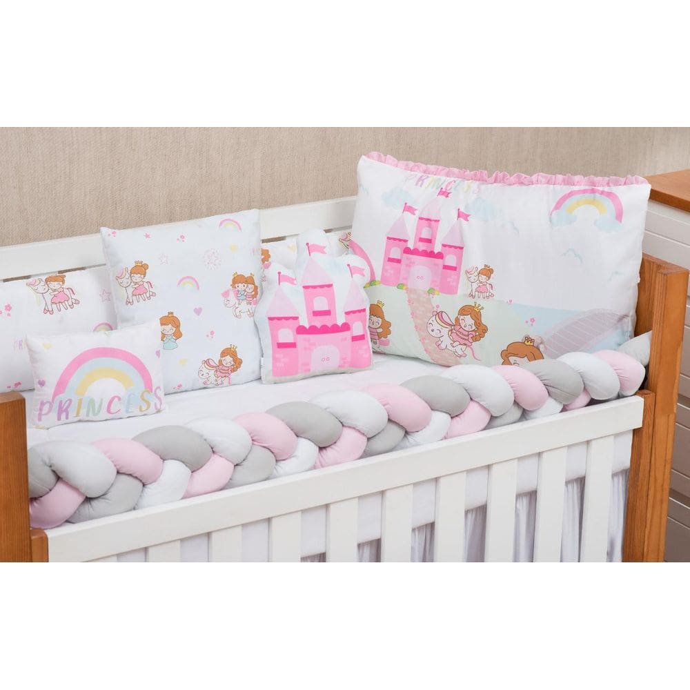 Kit Berço Trança Princesa Fofura 10 Peças Completo Menina