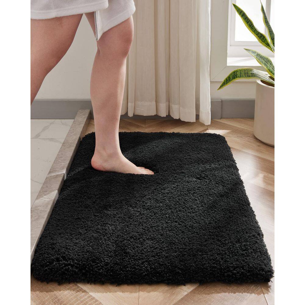 Tapete de banheiro Disolla Preto Antiderrapante 60x90cm Lavável