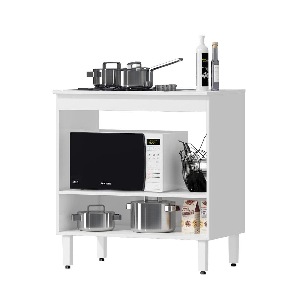 Balcão Armário Cooktop 1 Pt  para Cozinha Branco - Dacheri