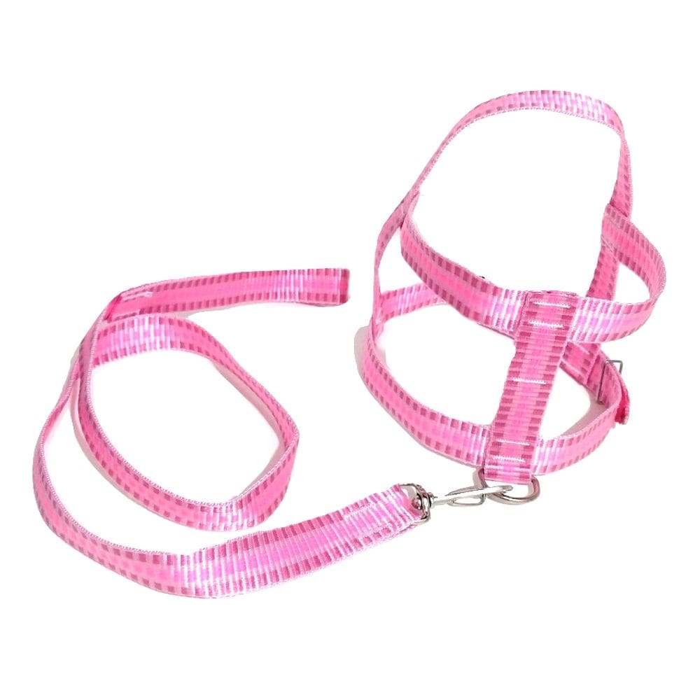 Guia com peitoral 25mm rosa quadriculado 6 53 cm a 70 cm