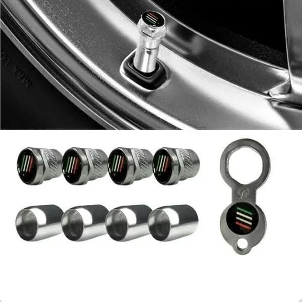 Kit Tampa Bico Valvula Pneu Roda Inox Antifurto Fiat Italia