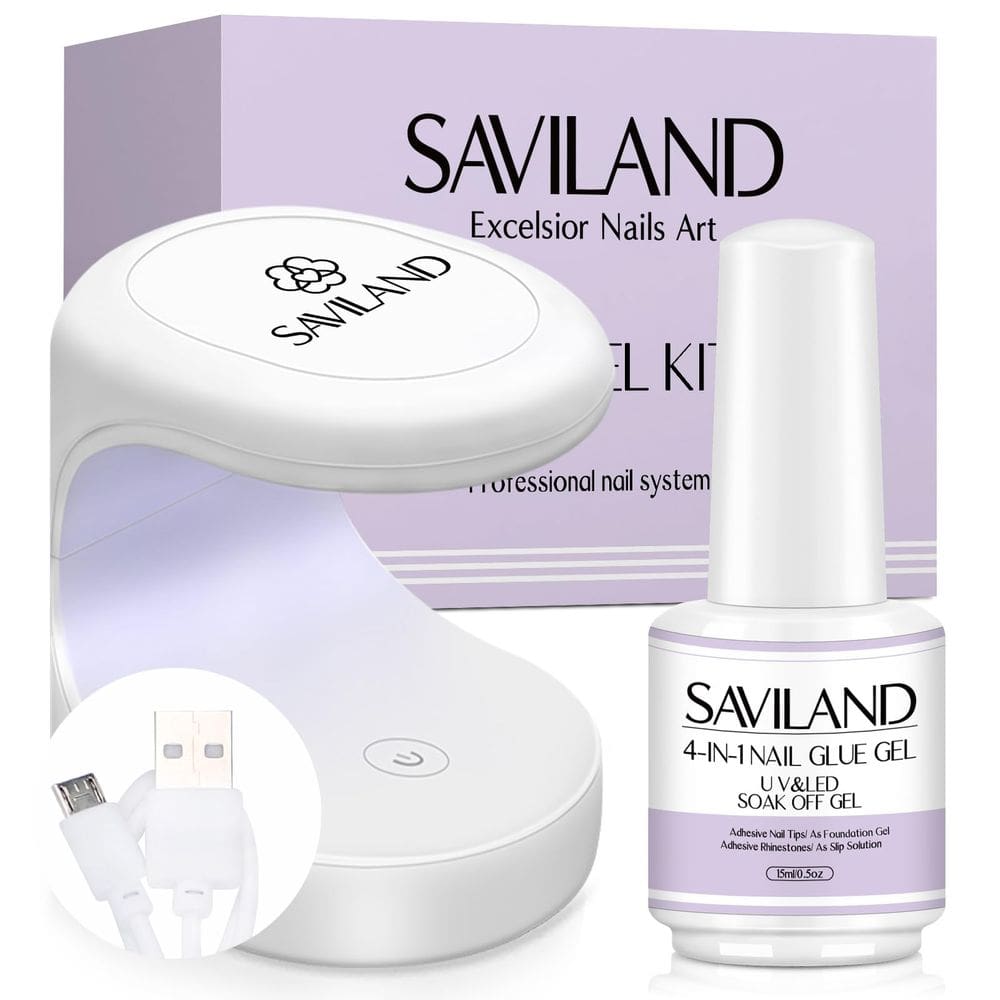 Kit de cola para unhas em gel SAVILAND 15mL com lâmpada UV para extensão de unhas