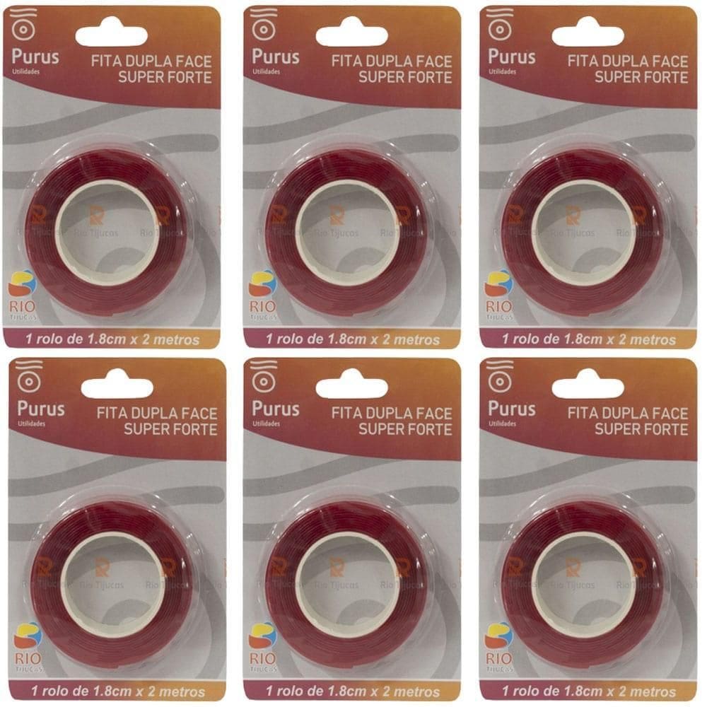 Kit Fita Dupla Face Super Forte 1,8 Cm X 2 Metros 6 Unidades