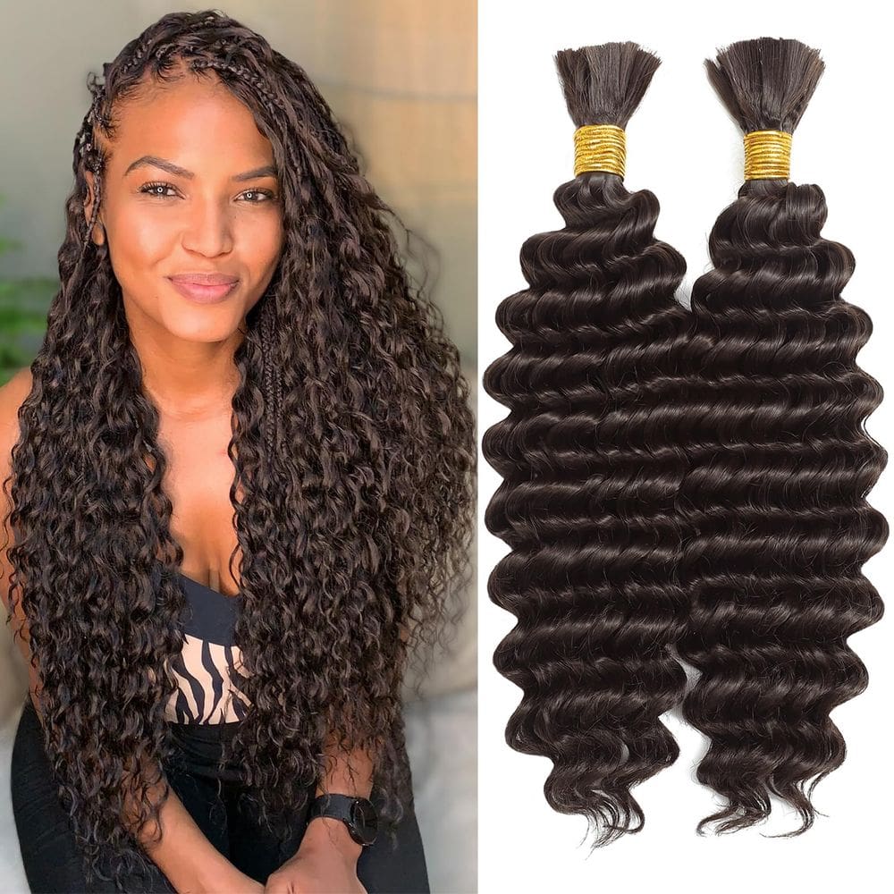 Cabelo trançado a granel EOOCET Deep Wave 18 polegadas 200 g x 2 marrom escuro