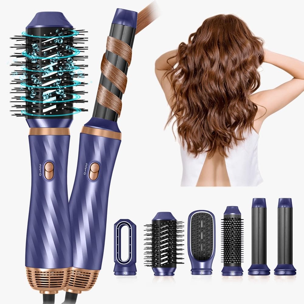 Escova de secador de cabelo 6 em 1 Upgrade de íon negativo removível