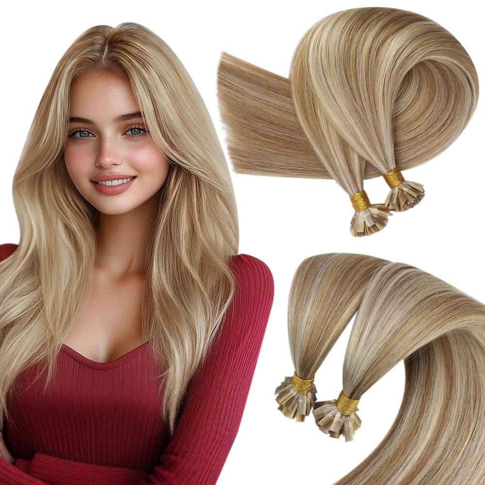 Extensões de cabelo Sunny Hair K Tip Light Brown w/ Blonde 14 polegadas