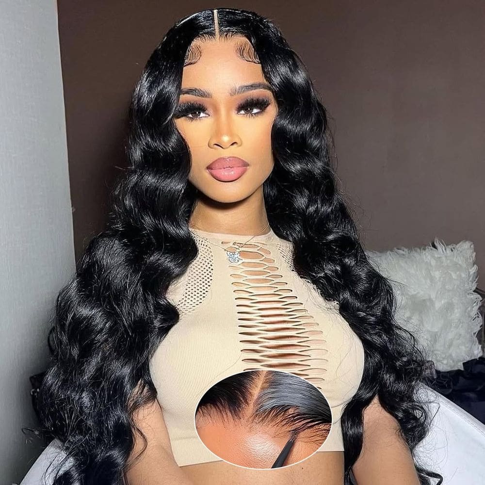 Perucas UWLK Body Wave Lace Front 100% cabelo humano 28" 180% de densidade