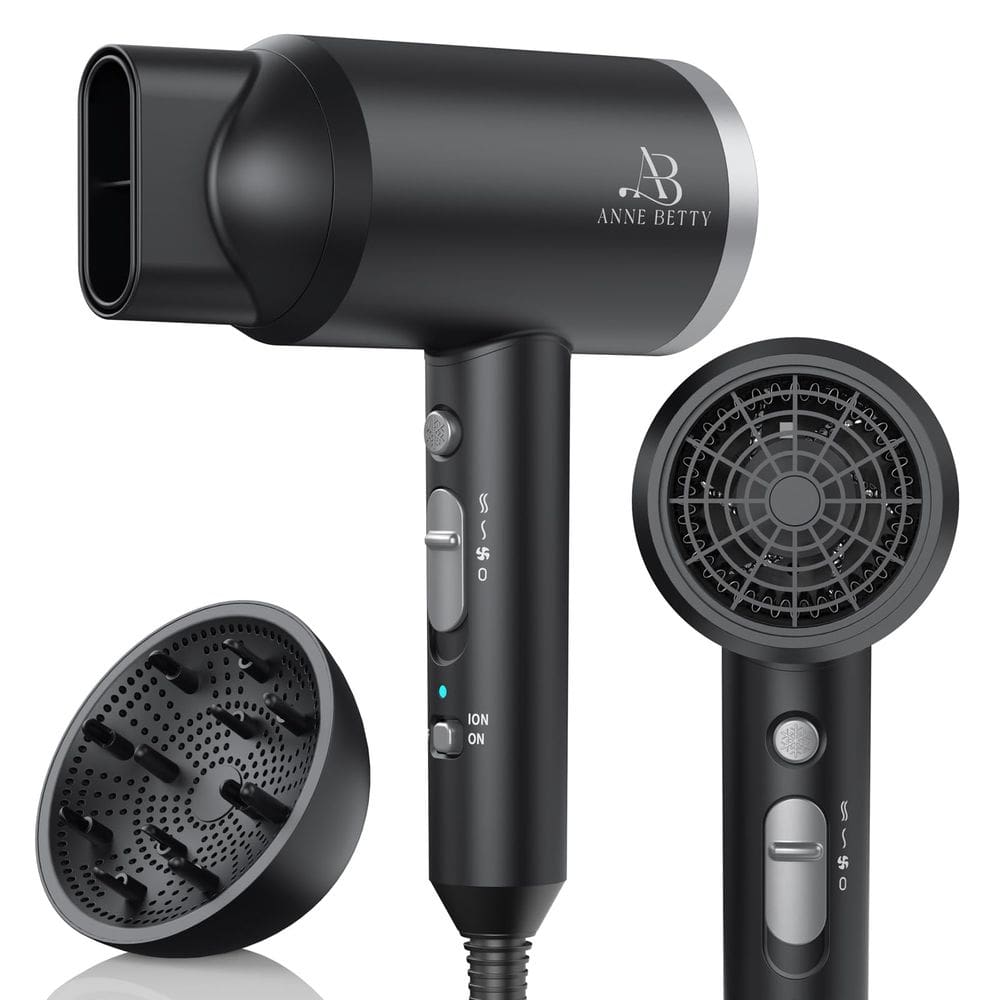 Secador de cabelo ANNE BETTY Ionic 1800W com difusor (3 configurações)
