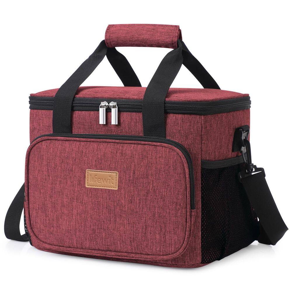 Lancheira Lifewit Large Isolated Cooler 15L Wine Red 24 latas