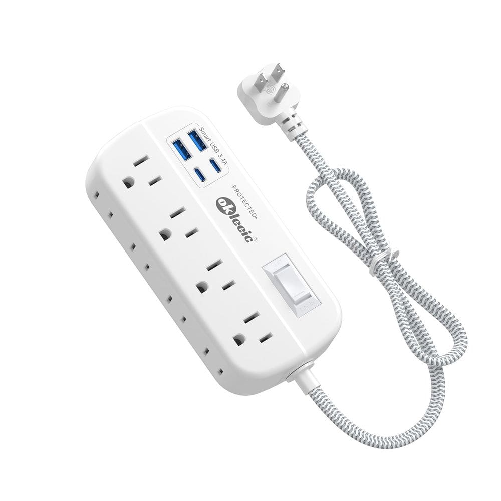 Cabo de extensão Power Strip Surge Protector de 2 pés com 8 tomadas e 4 USB