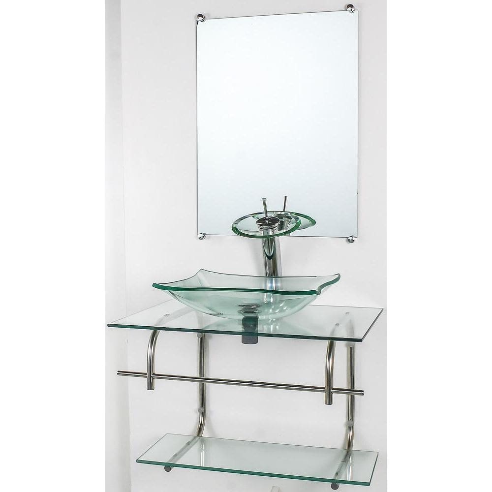 Gabinete De Vidro Banheiro Inox 70Cm Cuba Retang Incolor