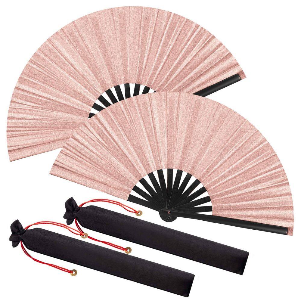 Ventiladores de seda dobráveis para mãos Maitys Chinese Tai Ji Fan 34x63,5 cm