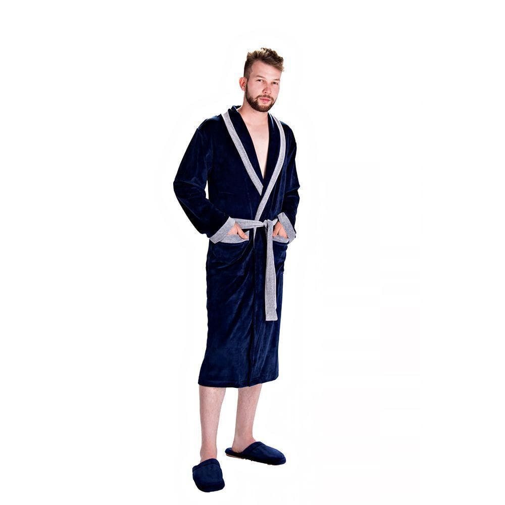 Roupão Masculino Em Plush Guilherme Inverno Tamanho G Cor Marinho 11