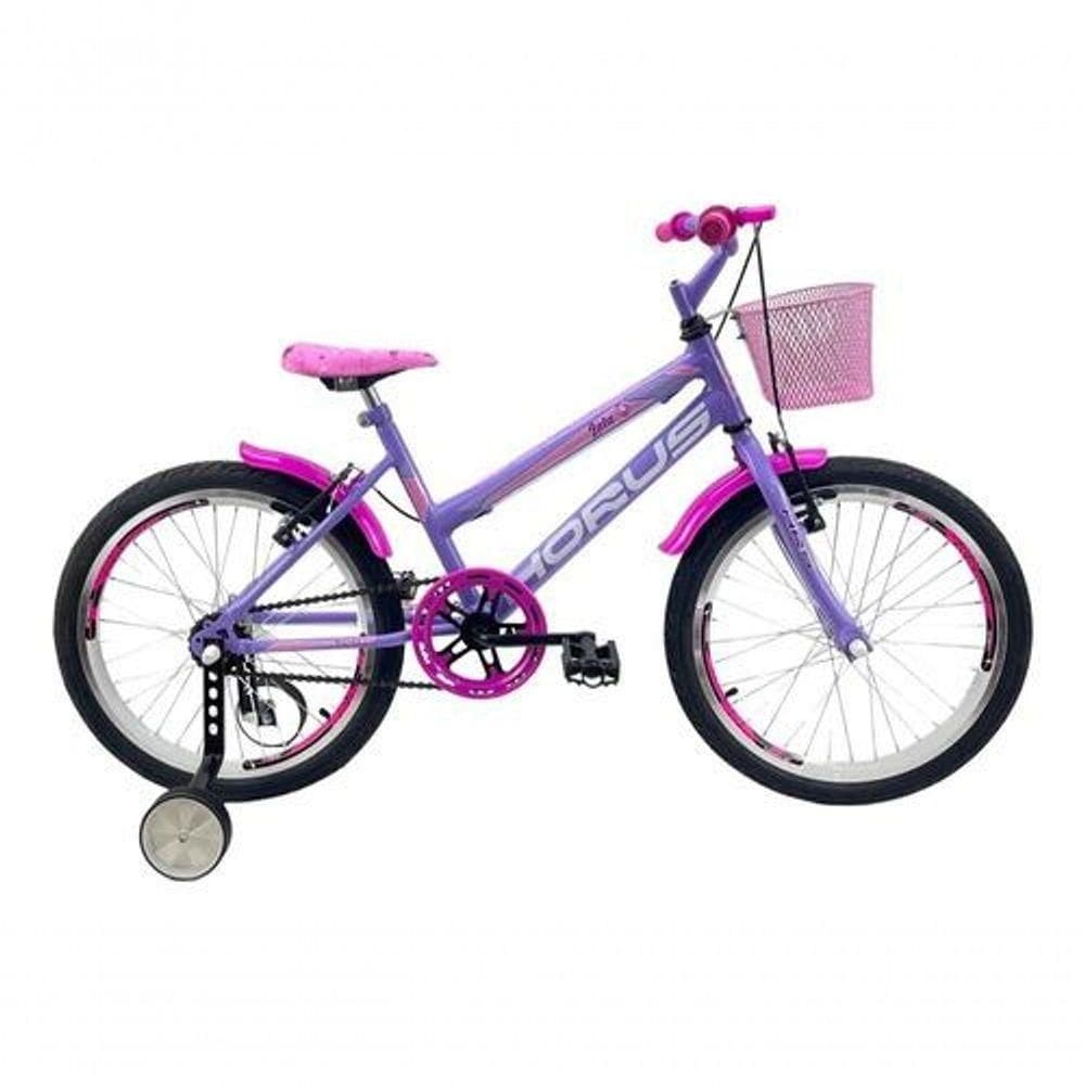 Bicicleta Infantil Aro 20 Feminina + Aro Aero + Cesta + Rod Violeta