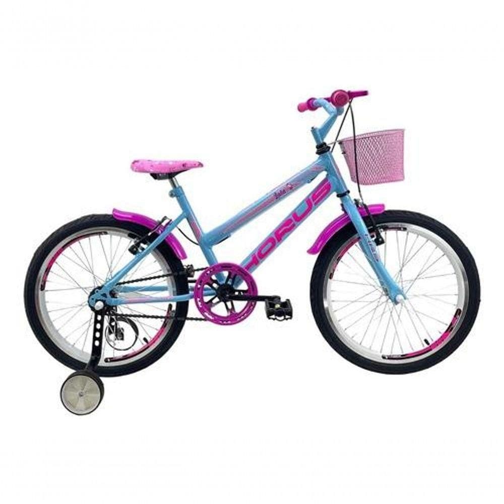 Bicicleta Infantil Aro 20 Feminina + Rodinha Lateral Azul-celeste