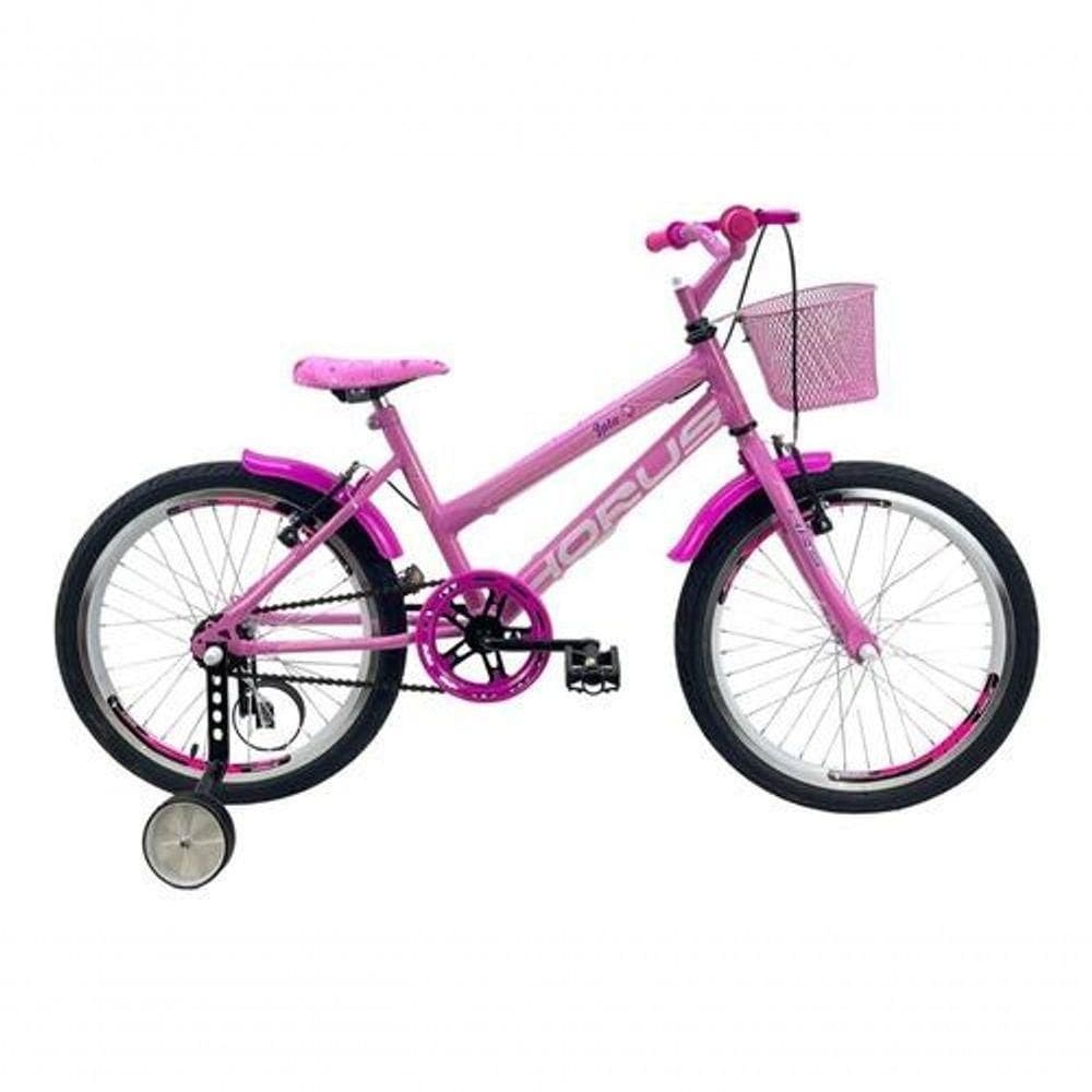 Bicicleta Infantil Aro 20 Feminina + Aro Aero + Cesta + Rod Rosa