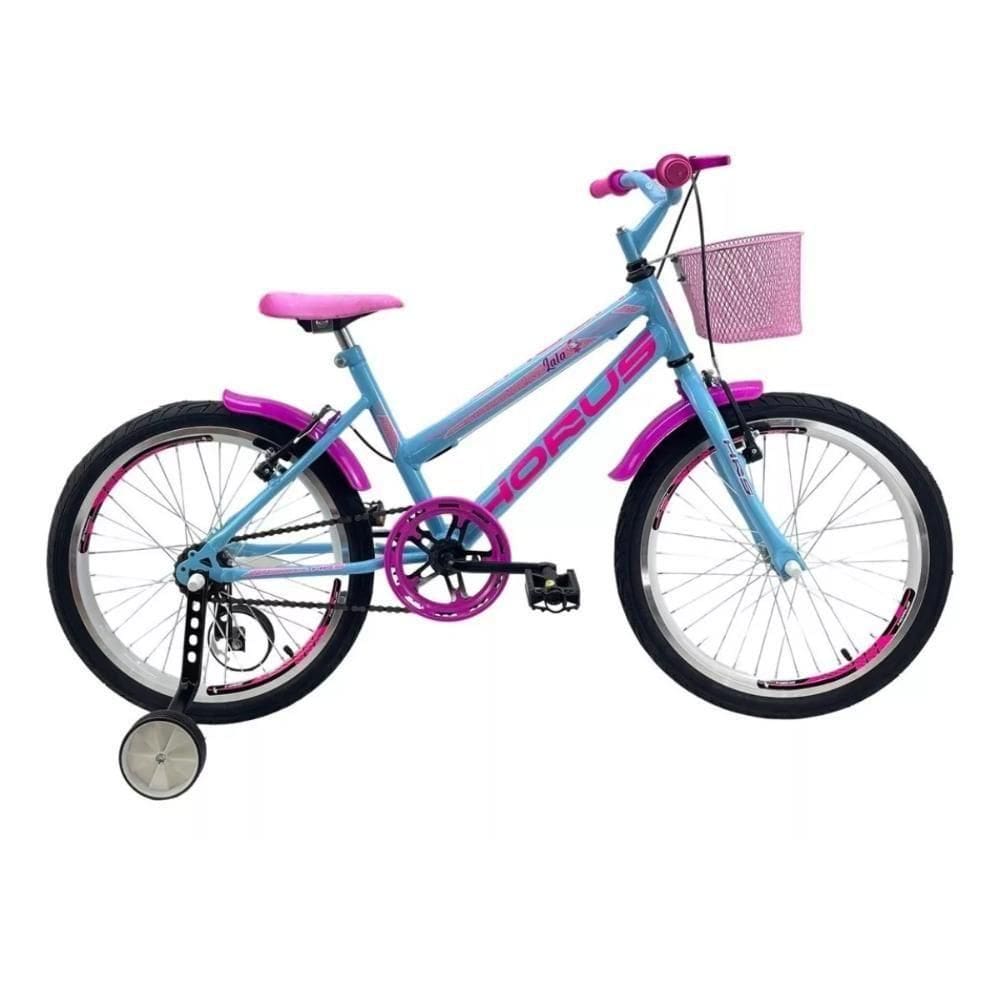 Bicicleta Infantil Aro 20 Feminina + Rodinha Lateral Azul-celeste