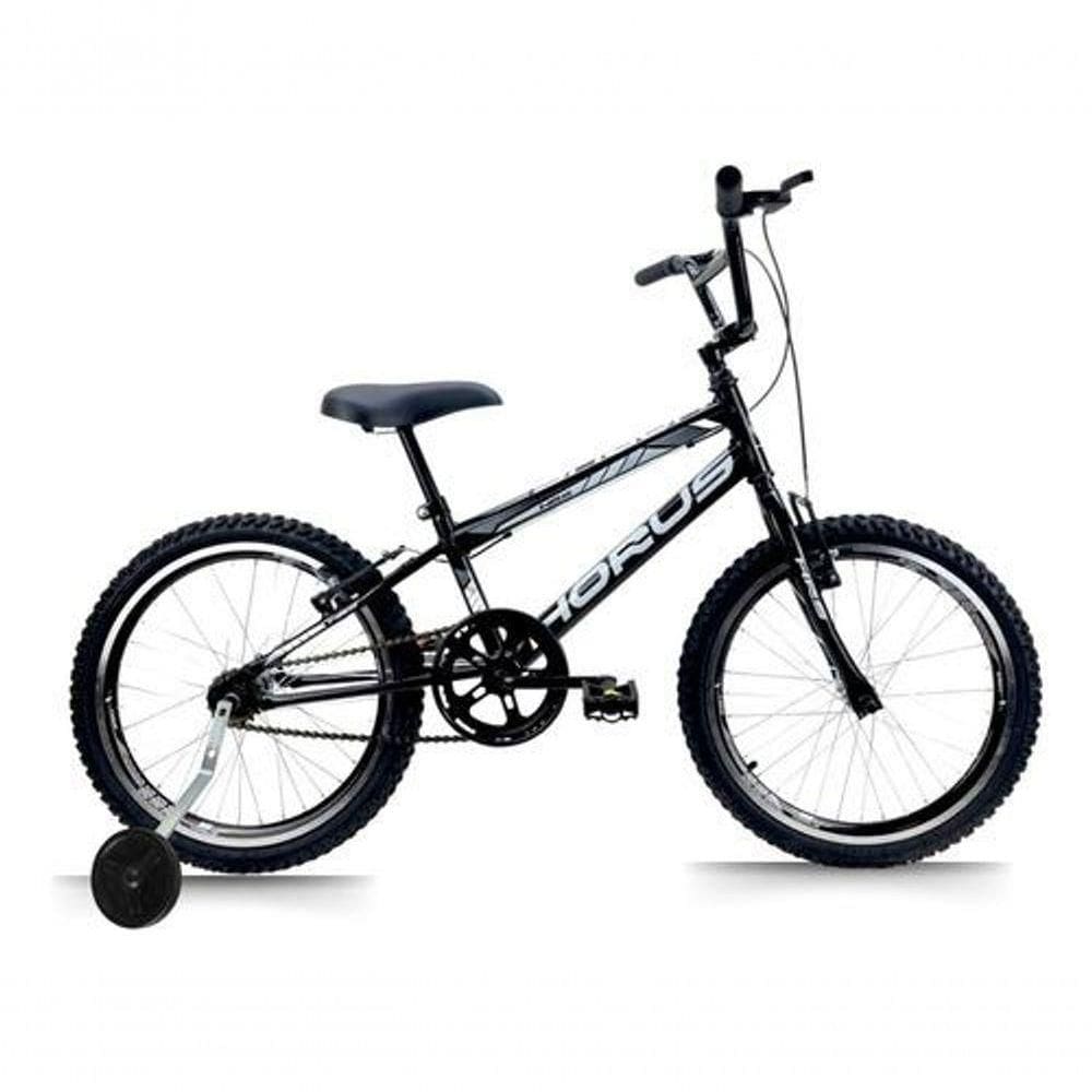 Bicicleta Infantil Aro 20 Bmx + Rodinha Lateral Preto