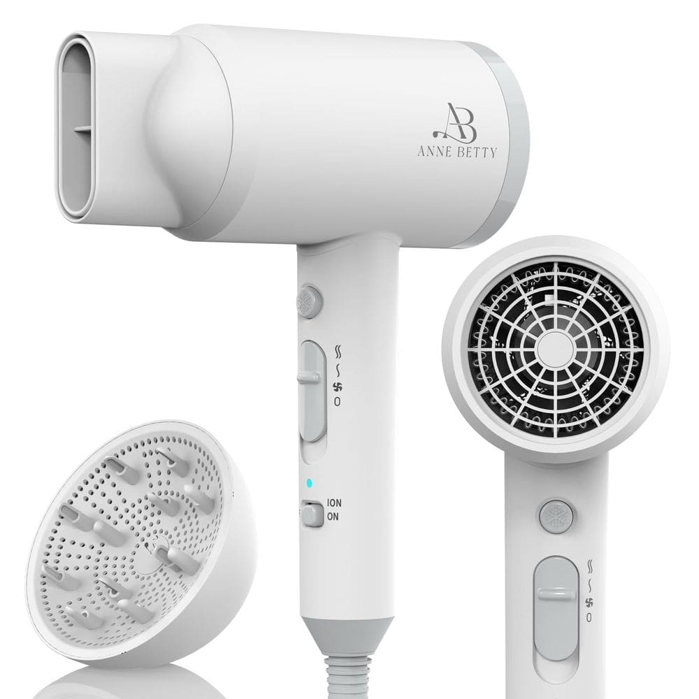 Secador de cabelo ANNE BETTY Ionic 1800W com difusor (3 configurações)