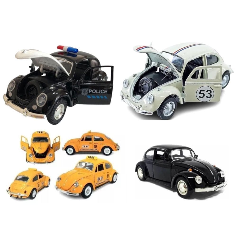 Kit 4 Super Carrinhos Fusca 1957 Ferro Fricção Metal