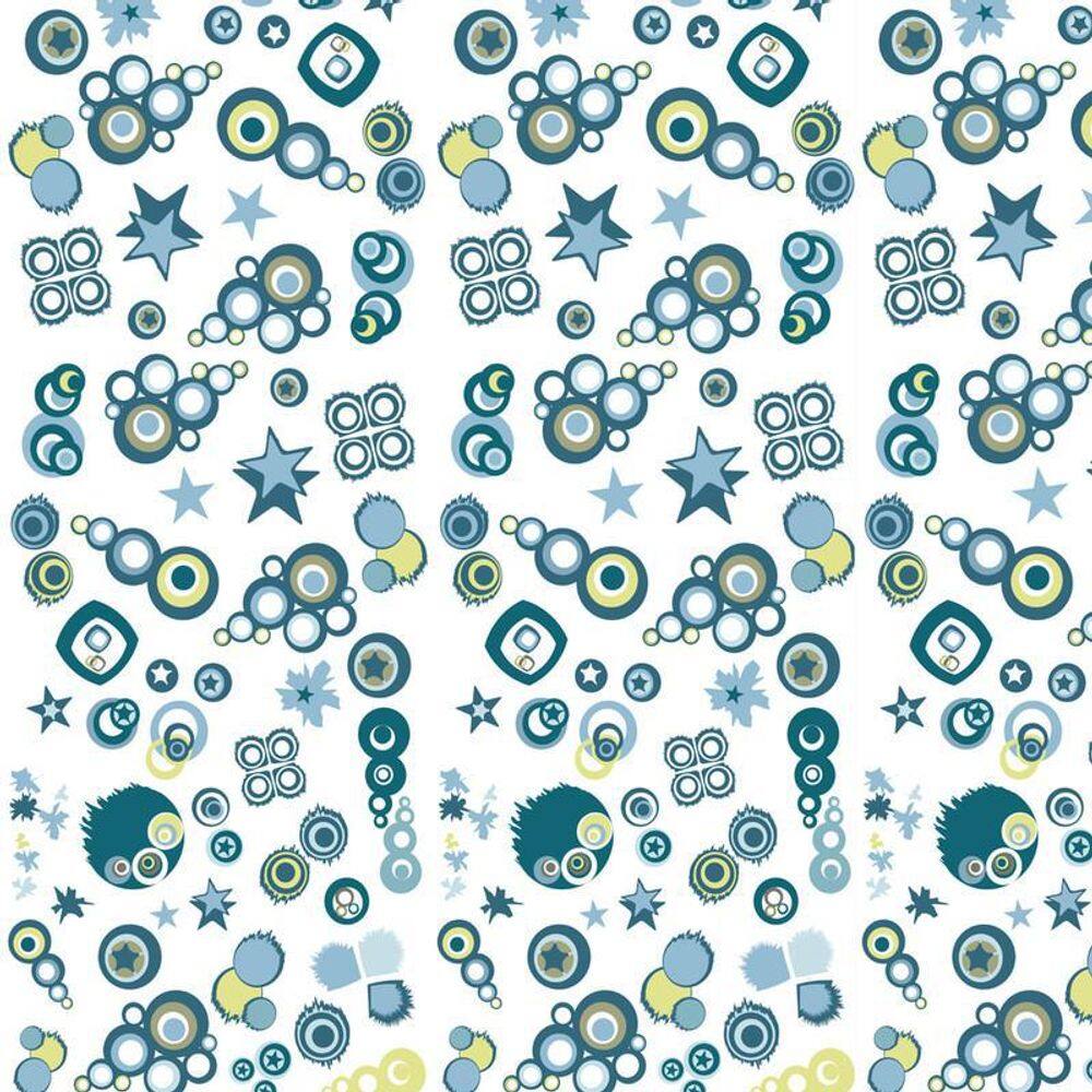 Papel Parede Estrela E Bolhas Azuis Adesivo Decorativo Sala