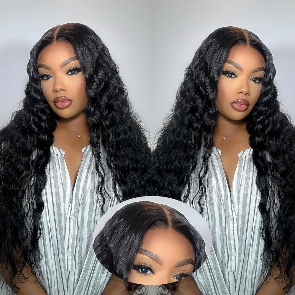 Peruca DULOVE Wear and Go sem cola para cabelo humano Deep Wave 30"