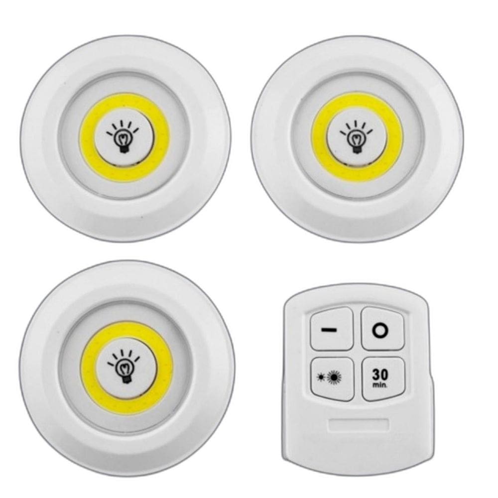 Lote 3 Luminárias Spots Led Sem Fio Inclui Controle Remoto