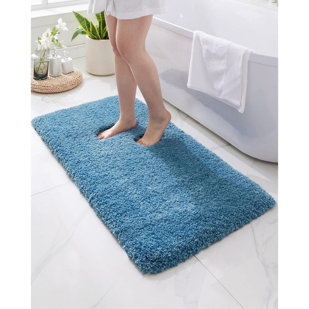 Tapete Bathroom Runner Disolla Blue 60x150cm, antiderrapante, lavável