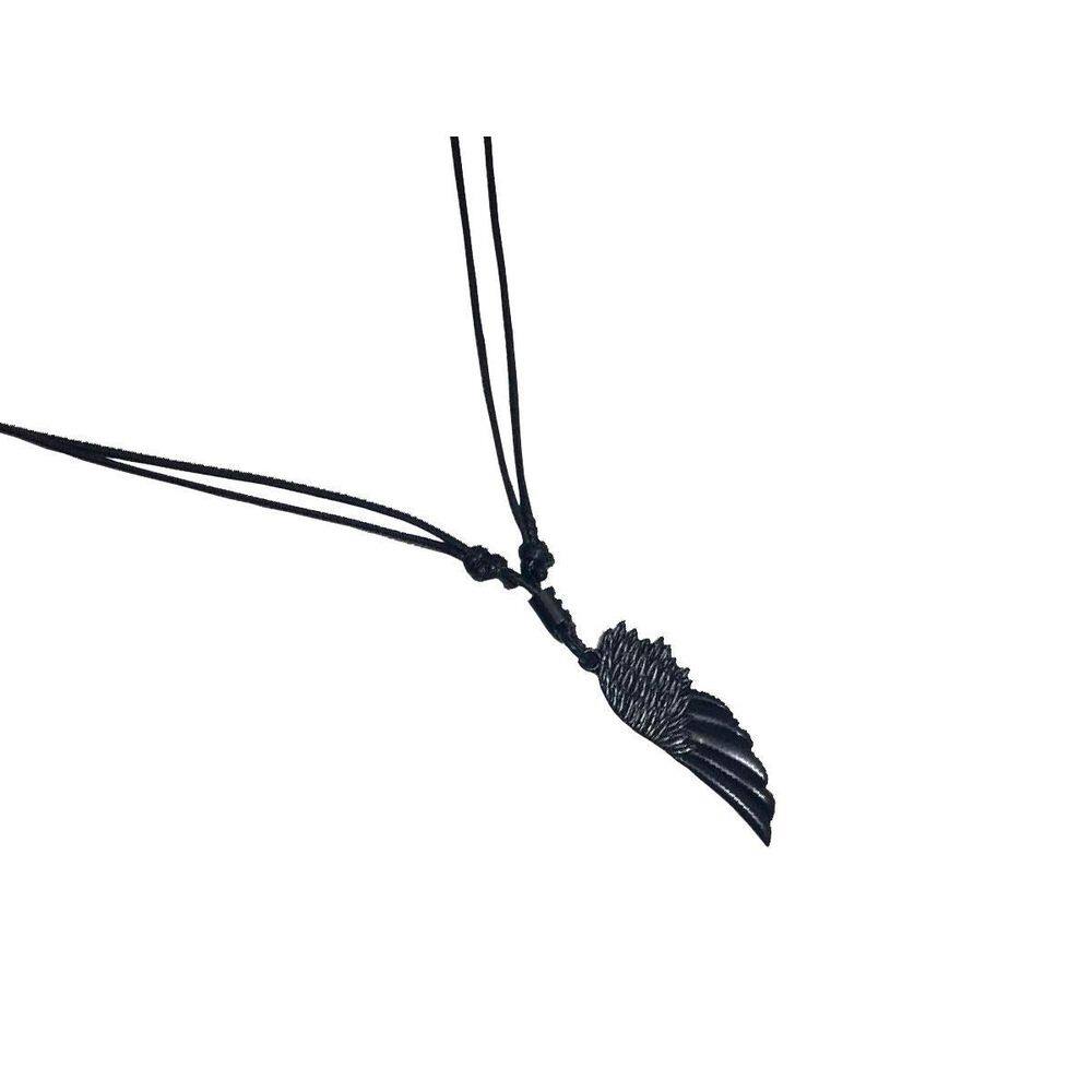 Colar Masculino Asa De Anjo All Black Regulável