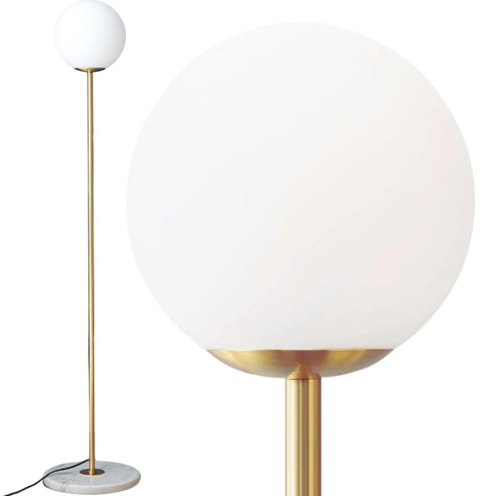 Luminária Poste Piso 169Cm Jabuticaba Dourada Mármore Globo