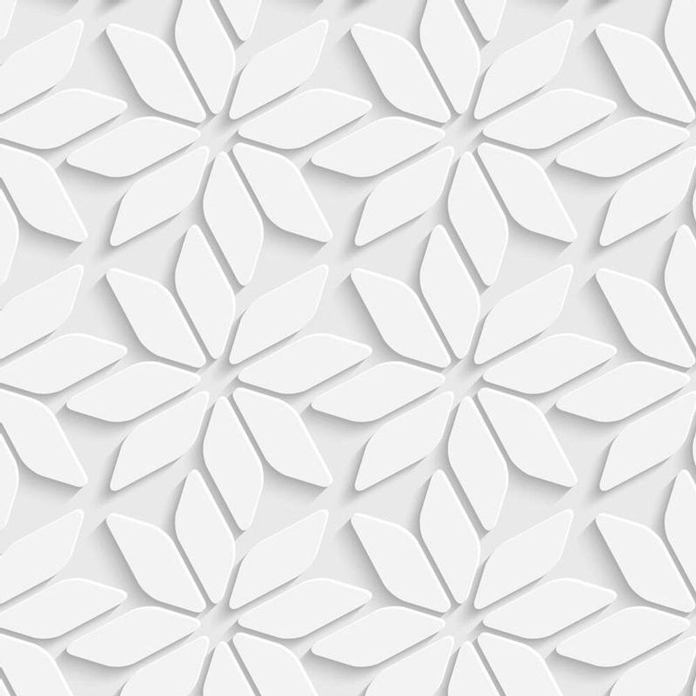 Papel De Parede 3D Floral Cinza Branco Geometrico Adesivo