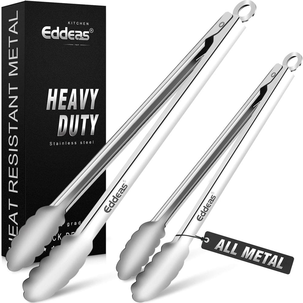 Pinças para grelhar Eddeas, resistentes ao calor, 600°C, 43 e 30cm, aço inoxidável